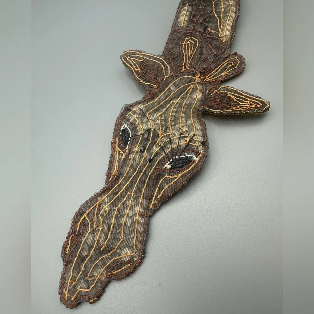 VTG Giant Giraffe Sequin Sew On Beaded Applique Around The Neck Collar Or Sleeve - Picture 16 of 16